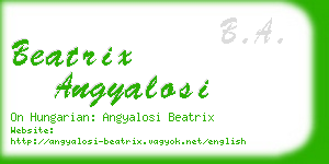 beatrix angyalosi business card